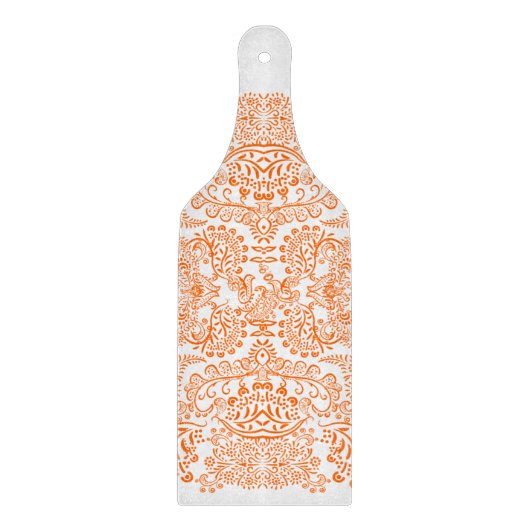 Paisley Coral Sinaasappel Love Bird Pattern Snijplank (Voorkant)