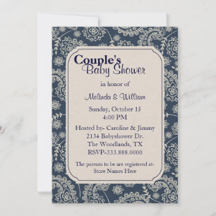 Paisley Couple's Baby shower Invitation Kaart