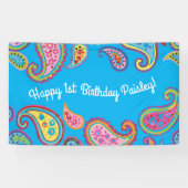 Paisley Cute Colorful 1st Birthday Party Spandoek (Horizontaal)