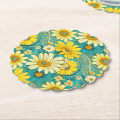 Paisley Daisy Coaster Kartonnen Onderzetters (Gekanteld)