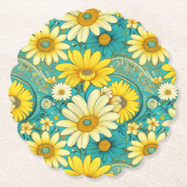 Paisley Daisy Coaster Kartonnen Onderzetters