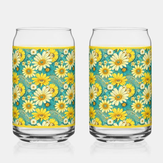 Paisley Daisy Frisdrankglas Blikvorm Glas (Voorkant)