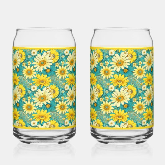 Paisley Daisy Soda Glass Blikvorm Glas (Voorkant)