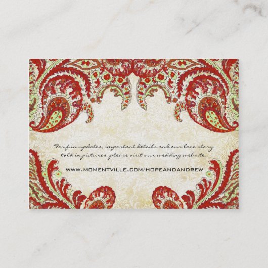  Paisley Damask Table Place-kaarten Plaatskaartje (Achterkant)