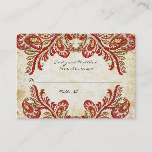  Paisley Damask Table Place-kaarten Plaatskaartje (Voorkant)