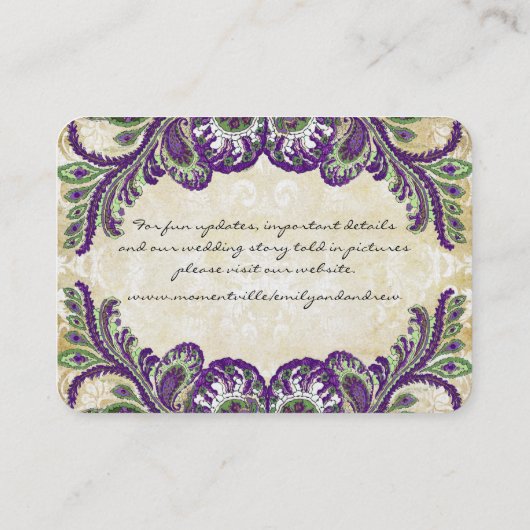  Paisley Damask Table Place-kaarten Plaatskaartje (Achterkant)