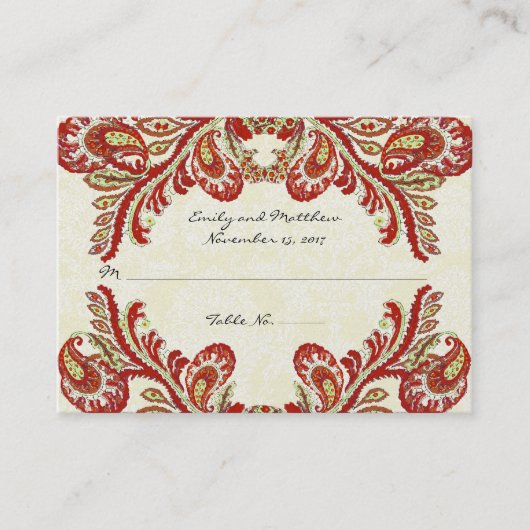  Paisley Damask Table Place-kaarten Plaatskaartje (Voorkant)