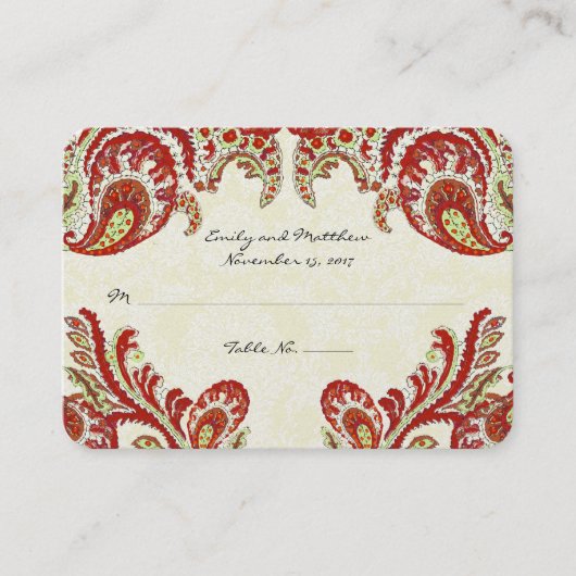  Paisley Damask Table Place-kaarten Plaatskaartje (Voorkant)