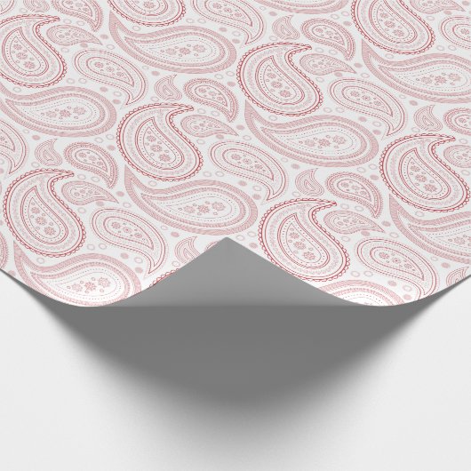 Paisley Dark Red over wit omslagpapier Cadeaupapier (Hoek)