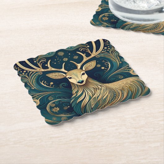 Paisley Deer Coaster Kartonnen Onderzetters (Gebogen)