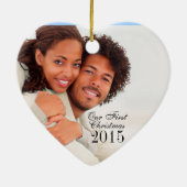 Paisley Deluxe Spure Heart Eerste Kerstmis | blauw Keramisch Ornament (Achterkant)