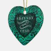 Paisley Deluxe Spure Heart Eerste Kerstmis | blauw Keramisch Ornament (Links)
