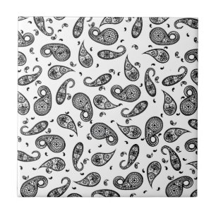 Paisley Design Aangepaste kleur achtergrond & Teks Tegeltje