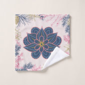 Paisley Design, Blauwe en Paarse Grafische Kunst Bad Handdoek (Wasdoekje)