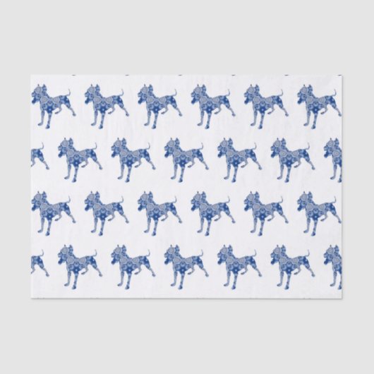 Paisley Dog No. 1 | Blauw weefselpapier Tissuepapier (Voorkant)