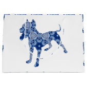 Paisley Dog No. 1 | Blue Gift Bag Large Cadeautasje (Voorkant)