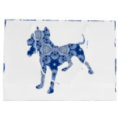 Paisley Dog No. 1 | Blue Gift Bag Large Cadeautasje (Achterkant)