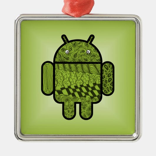 Paisley Doodle Character for Android™ Metalen Ornament (Voorkant)