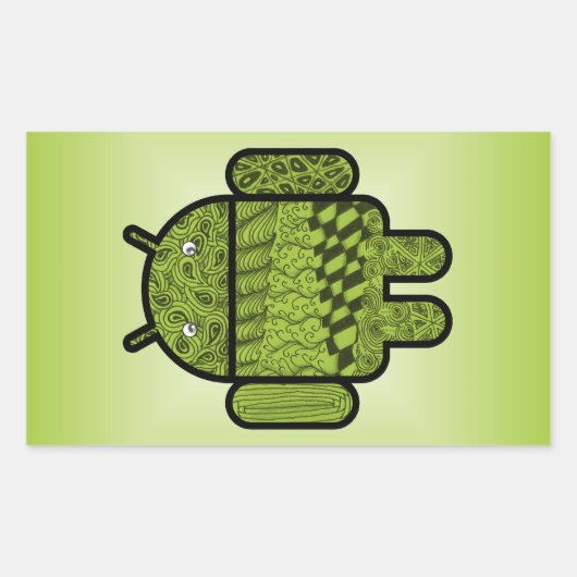 Paisley Doodle Character for Android™ Rechthoekige Sticker (Voorkant)