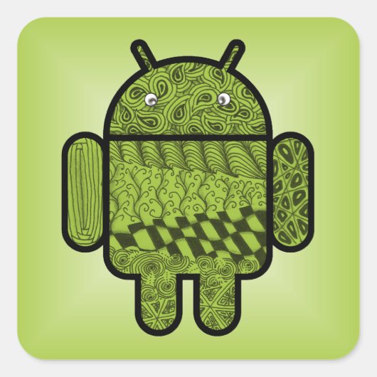 Paisley Doodle Character for Android™ Vierkante Sticker (Voorkant)