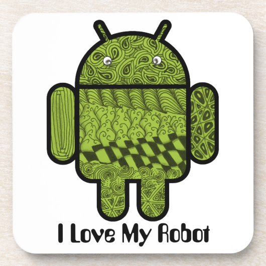 Paisley Doodle Character voor de Android™-robot Drankjes Onderzetter (Voorkant)