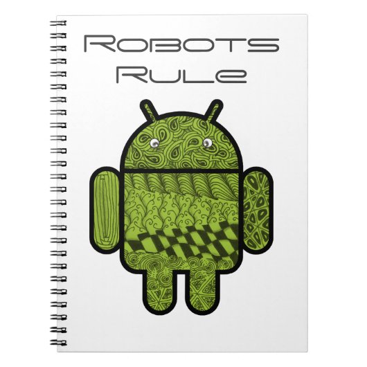 Paisley Doodle Character voor de Android™-robot Notitieboek (Voorkant)