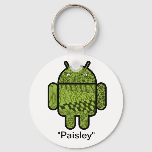 Paisley Doodle Character voor de Android™-robot Sleutelhanger (Voorkant)