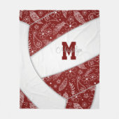 paisley doodle patroon maroon white volleyball fleece deken (Voorkant)