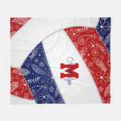 Paisley Doodle Patroon Red Navy Blue Volleybal Fleece Deken (Voorkant (Horizontaal))