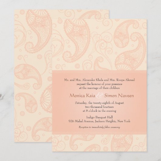 Paisley Dreams Bruiloft uitnodiging (Voorkant / Achterkant)