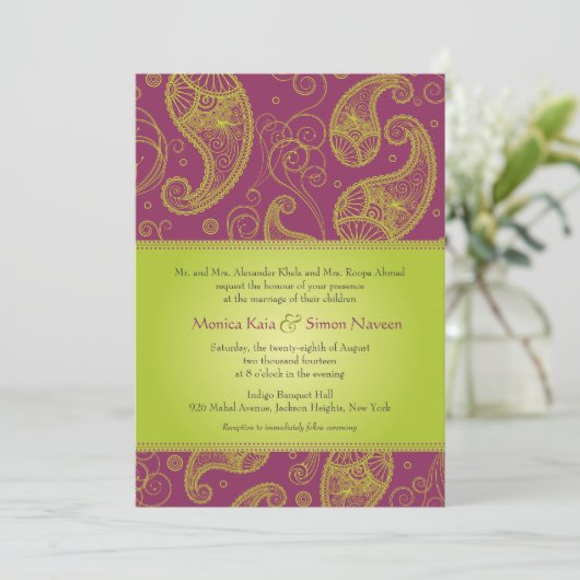 Paisley Dreams Bruiloft uitnodiging (Staand voorkant)