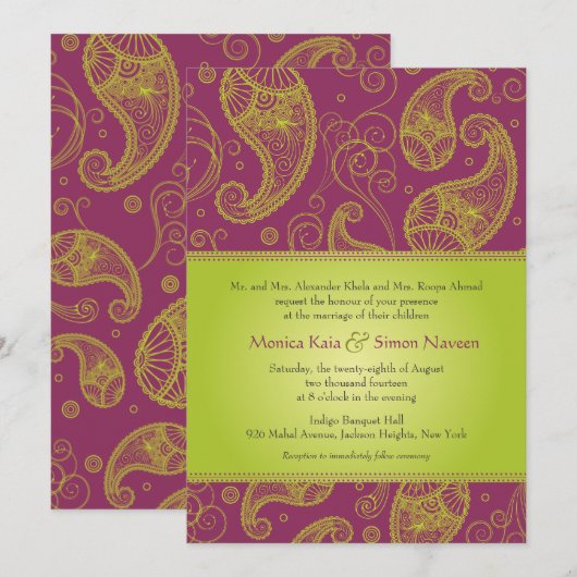 Paisley Dreams Bruiloft uitnodiging (Voorkant / Achterkant)