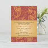 Paisley Dreams Gold Oranje Wedding Kaart (Staand voorkant)