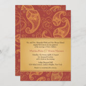 Paisley Dreams Gold Oranje Wedding Kaart (Voorkant / Achterkant)