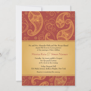 Paisley Dreams Gold Oranje Wedding Kaart