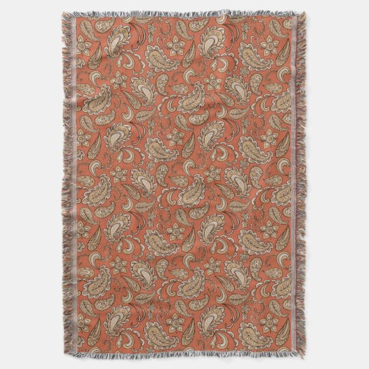Paisley Dreams Sinaasappel Brown Deken (Voorkant Verticaal)
