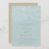  Paisley Dusky Blue Rehearsal Dinner Invite Bedankkaart (Voorkant / Achterkant)