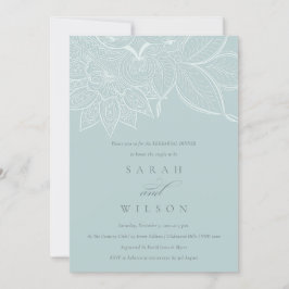  Paisley Dusky Blue Rehearsal Dinner Invite Bedankkaart