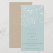  Paisley Dusky Blue Rehearsal Dinner Invite Bedankkaart (Voorkant / Achterkant)