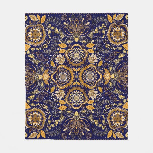 Paisley Elegance: Textiel Design Patroon Fleece Deken (Voorkant)