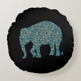 Paisley Elephant Custom Black Round Pillow Rond Kussen