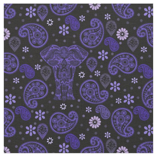 Paisley Elephant Damask Fabric Stof (Close Up)