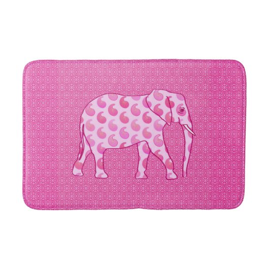 Paisley Elephant, Ice Pink en Fuchsia Badmat (Voorkant)