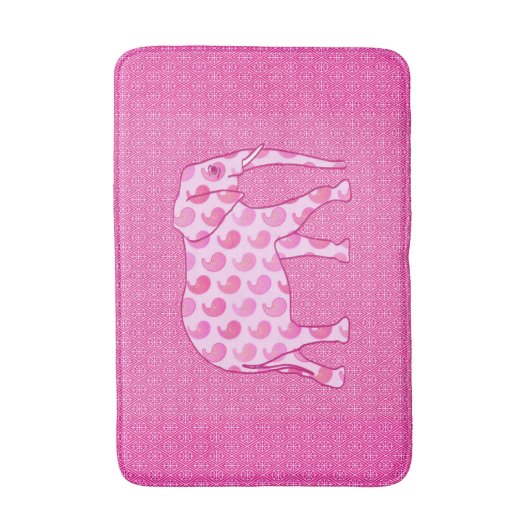 Paisley Elephant, Ice Pink en Fuchsia Badmat (Voorkant Verticaal)