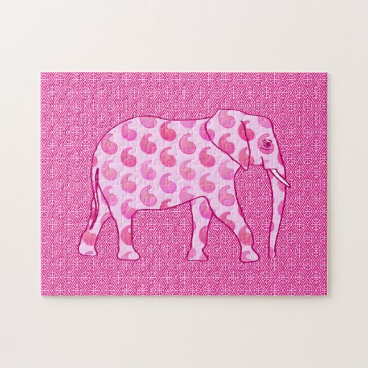 Paisley Elephant, Ice Pink en Fuchsia Legpuzzel (Horizontaal)
