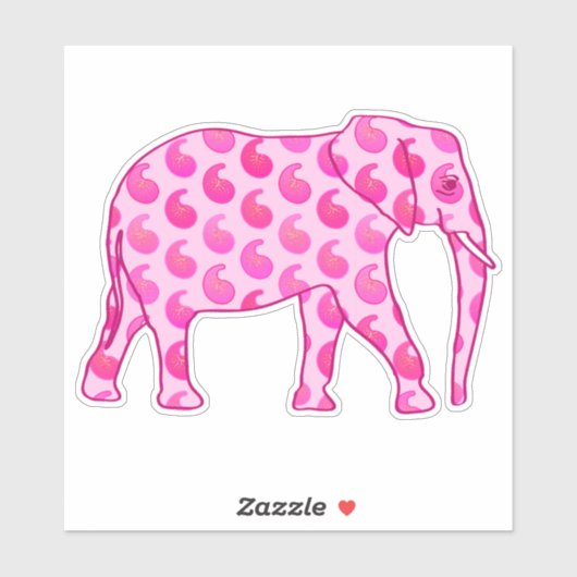 Paisley Elephant, Ice Pink en Fuchsia Sticker (Vel)