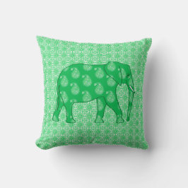 Paisley elephant - jade groen en wit kussen