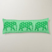 Paisley elephant - jade groen en wit lichaamskussen (Achterkant)