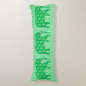 Paisley elephant - jade groen en wit lichaamskussen (Voorkant Verticaal)