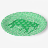 Paisley elephant - jade groen en wit papieren bordje (Gekanteld)